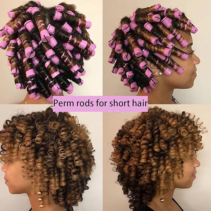 20Pcs Women's Perm Rods Set for Natural Hair Purple Cold Wave Hair Rollers for Curling and Styling All Hair Lengths - DIY Hairdressing Tools