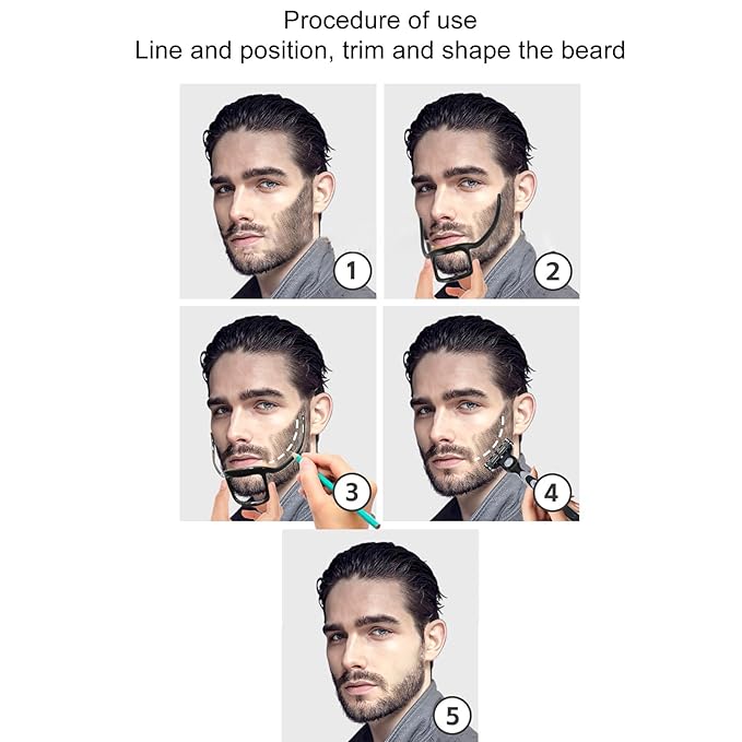 Tyenaza Beard Shaper, Hair Grooming Versatile Portable Shaping Tool Face Hair Styling Template for Men (Black)