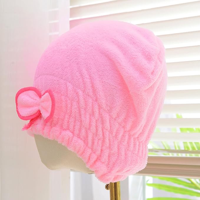 Microfiber Hair Drying Cap，Hair Drying Towel 3Packs,Super Absorbent Quick Dry Hair Turban for Girls and Women Drying Curly，Fast Drying Hair Turban Wrap Towels Shower Cap（Red Pink Yellow）