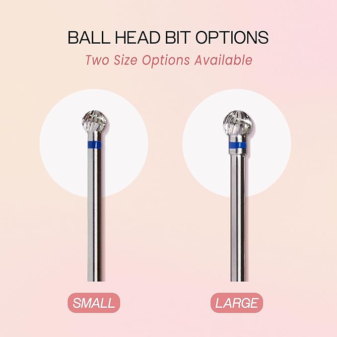 PANA 3/32" Carbide Cuticle Nail Drill Bit for Cuticle Cleaning, Dead Skin Removal, Gel Polish & Acrylic Removal, Under Nail Cleaner, Nail Salon, Manicure Tools (Small Ball Head - Silver, Medium)
