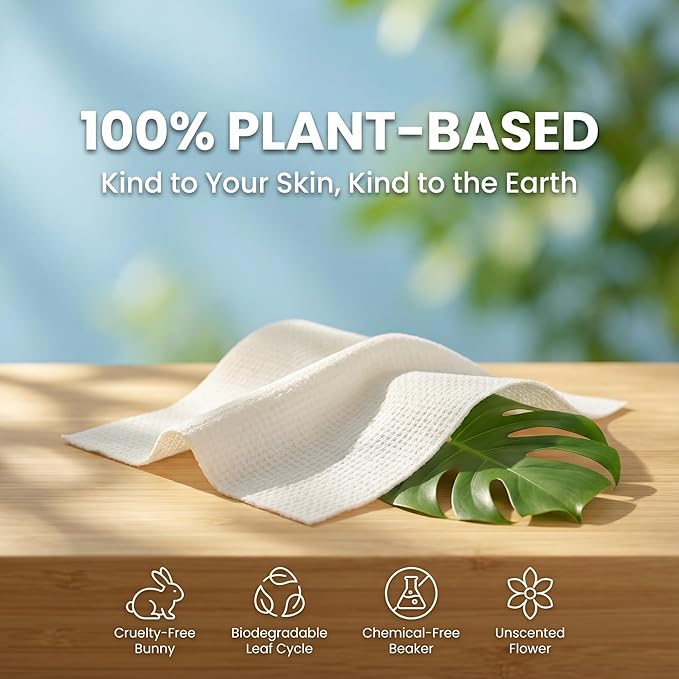 Disposable Face Towels XL 10x12-100% Viscose Eucalyptus Biodegradable Clean Facial Towels, 50 count - Ultra Soft & Lint-Free Towelettes for Acne-Prone & Sensitive Skin, Makeup Remover Dry Wipes