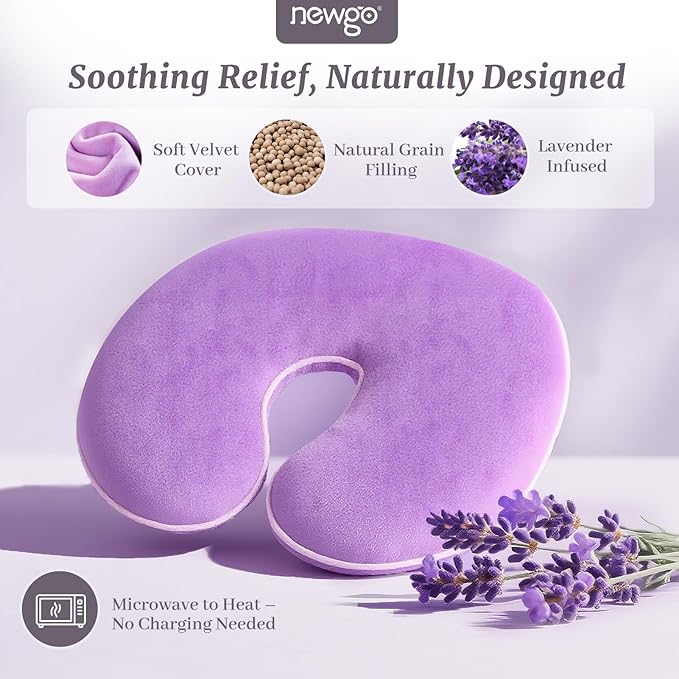 NEWGO Face Heating Pad Sinus Relief Mask, Moist Heat Face Mask Microwavable, Warm Compress for Sinus Pressure Relief, Migraine, Tension Headache Relief - Purple