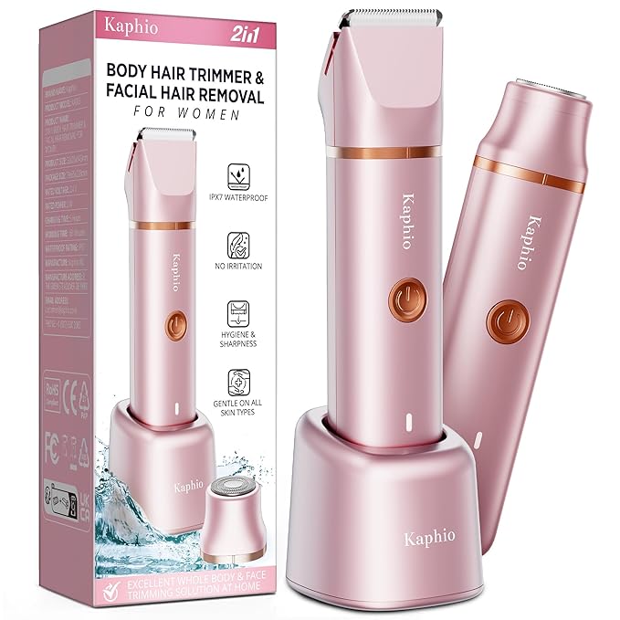 Bikini Trimmer for Women Pubic Hair: 2 in 1 Electric Razors for Women - IPX7 Waterproof Lady Shaver for Travel & Home Use