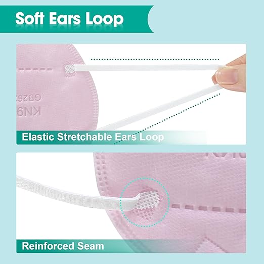 LEMENT KN95 Face Masks,100 Pack Breathable Cup Dust Disposable Masks For Adults,Pink