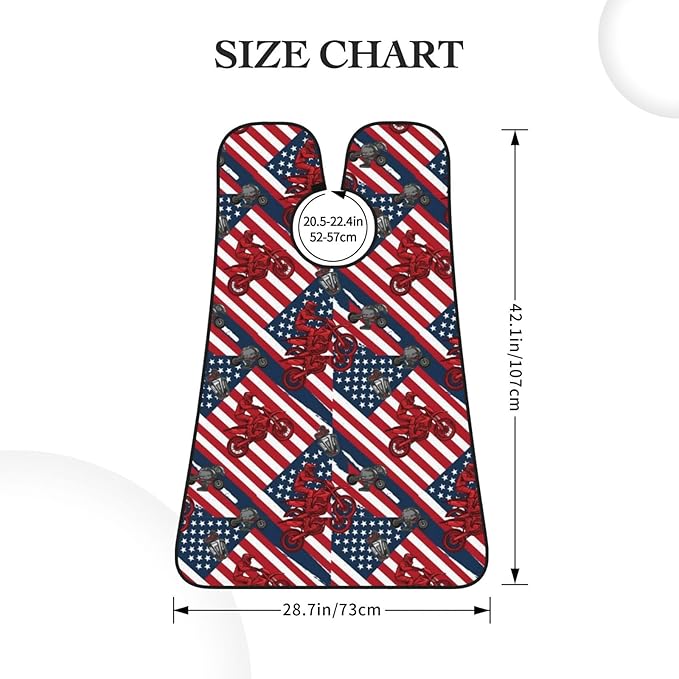 Beard Trimming Catcher Apron, Waterproof Non-Stick Grooming Bib for Shaving, Ideal for Men Dad Father’s Day, Motorcycle American Flag Motocross Dirt Bike Shave Bib