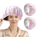 YIZIJIZI 2 Pieces Heat Cap for Deep Conditioning, Conditioning Cap Made of Aluminum Foil for Home and Salon Use, Hair Dyeing（Pink heart）