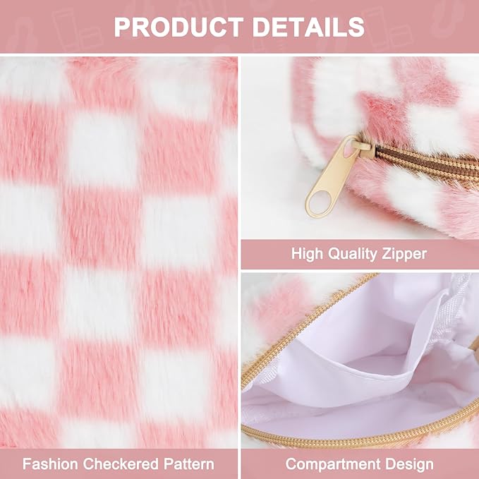 Sanitary Napkin Storage Bag, Zipper Period Bag, Checkered Portable Menstrual Pad Bag Panty Liners, Tampon Storage Pouch for Women Ladies Daily Use Storage Purse Travel