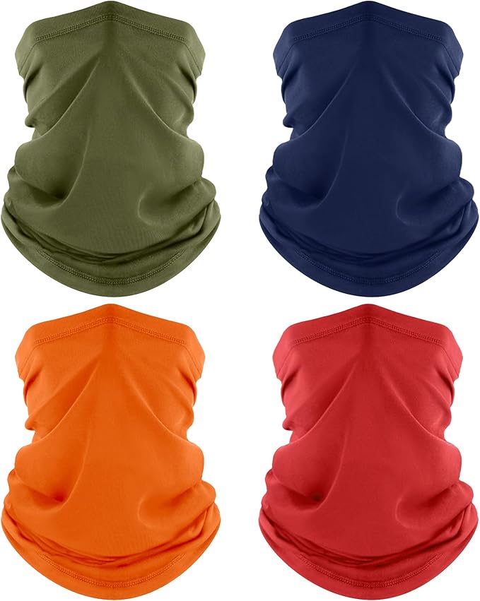 4 Pack Neck Gaiter, Cooling Breathable Face Mask UV Protection Scarf Hiking Bandana for Men/Women