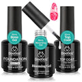 Beetles Blooming Gel & Base Top Coat Set, 3PCS 15ML Shine Finish Long Lasting No Wipe Top Coat Gel Nail Polish Base Spreading Marble Effect Soak off UV LED Nail Art Gifts for Women
