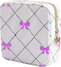 Period Bag for Women - Cute Corduroy Sanitary Napkin Storage Bag with Bow Design | Period Pouch for Daily Use, Travel | Discreet Menstrual Pouch | Pad Bags for Period Holds Pads, Tampons