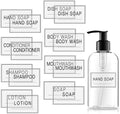 48PCS Clear Waterproof Labels for Bottles, Shampoo and Conditioner Dispenser Label,Transparent Soap and Lotion Stickers for Bathroom Organization (Black on Clear)
