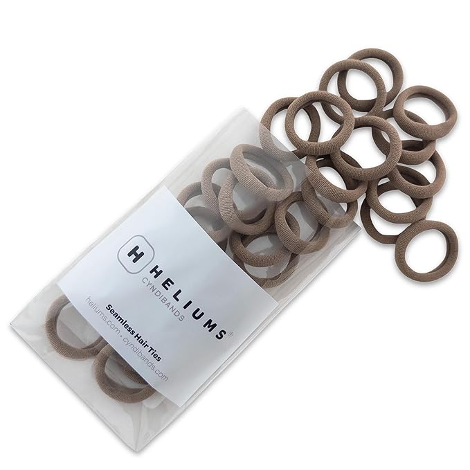 Heliums Small Soft Hair Ties - Light Brown - 1 Inch Mini Nylon Bands, No Damage Ponytail Holders for Kids, Braids, and Thin Hair - 30 Count