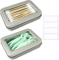 Cotton Swab Holder for Travel, 2 Pcs Portable Small Dental Floss Holder Empty Metal Cotton Ball Holder, Travel Floss Picks Case with Dustproof Lid for Cotton Swabs Hair Ties Floss