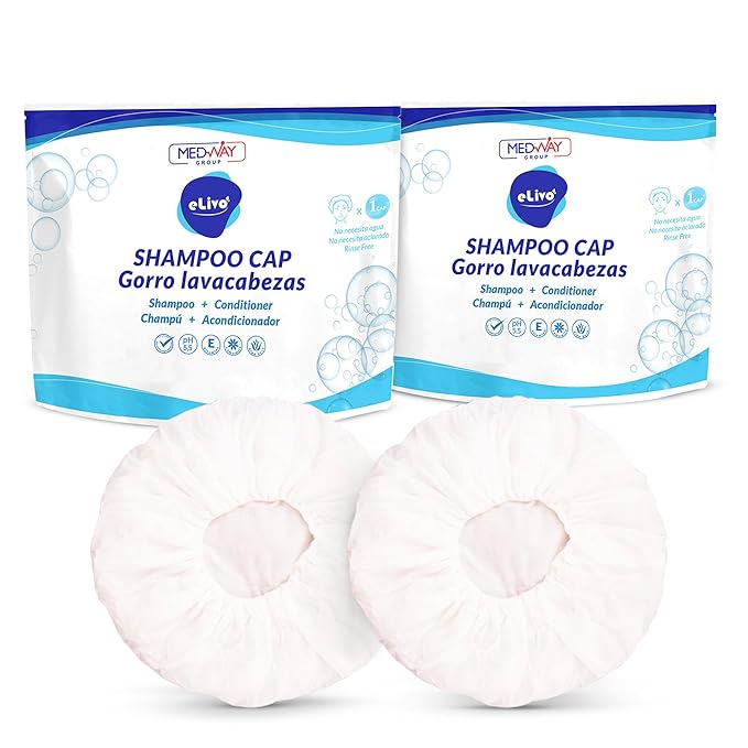 MedVance No Rinse Shampoo Cap | Rinse Free Shower Cap that Shampoos & Conditions | PH Balanced & Hypoallergenic Waterless Hair Wash | 2 Pack