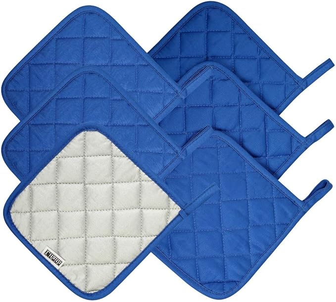 6 Pack Potholders Kitchen Pot Holders Set,Cotton Pot Holders for Kitchen 7 inch hot Pads,Heat Resistant Hot Pads for Cooking and Baking Dark Blue