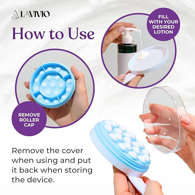 Lotion Applicator for Back - Back Lotion Applicator for Women and Men - 19 Massaging Rollers for Soothing Relief - Long Handle, Easy Application - Ideal for Elderly, Perfect for Cream & Lotion