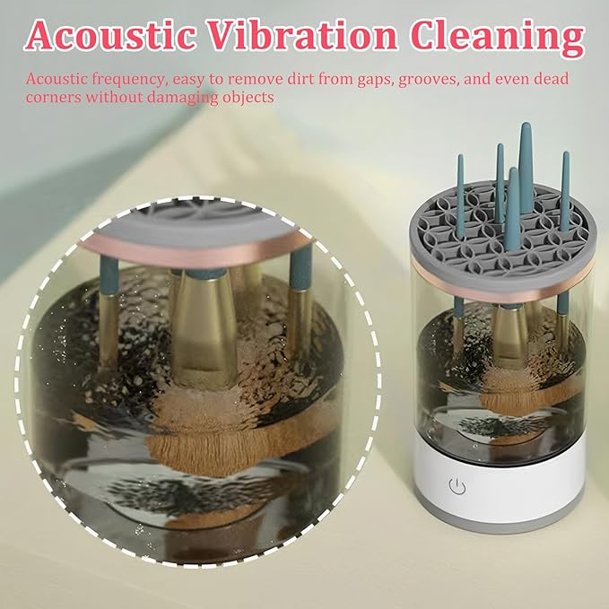 Electric Makeup Brush Cleaner Portable Makeup Brush Cleaner Machine USB Powered Cosmetic Brush Cleaner Deep Cleaning Cosmetics Brushes Cleaning Tools for Makeup Brush 16x9x9cm(White)