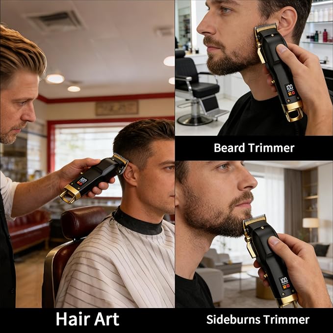 Hair Clippers for Men, Cordless Hair Trimmer Set with 8 Color-Coded Guard, Clippers for Hair Cutting, Beard Trimmer, Barber Accessories for Face, Neck & Manscaping, Ideal Gift, 15Pcs