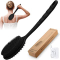 Silicone Back Scrubber for Shower, Soft Silicone Loofah with Handle, Gentle Exfoliating Back Scrubber, Back Brush Bath Brush with Dual-Side & Detachable Brush Head(Black)