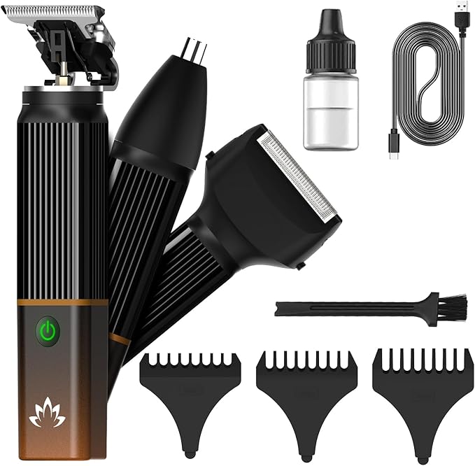 Lanumi 3-in-1 Beard Trimmer Kit for Men - Rechargeable Electric Hair Trimmer with Nose Hair Trimmer & Shaver - Cordless Grooming Set for Beard, Mustache, Body Hair - Men’s Gift