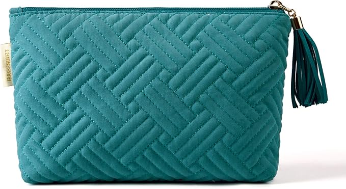 BAGSMART Small Cosmetic Bag, Elegant Roomy Makeup Bags,Travel Waterproof Toiletry Bag Accessories Organizer Gifts (Teal-1 pcs)