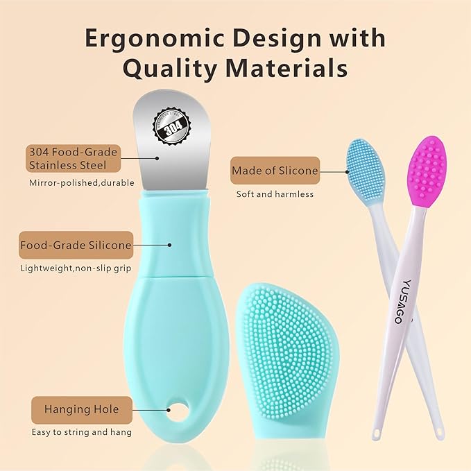 Face Washing Brushes,Blackhead Removal Tools,3Pcs Pore Cleaning Brush, Skin Scrubber Face Spatula,Double-Headed Blackhead Extractor Pimple Extractor,Face Scraper for Deep Cleansing (Green)