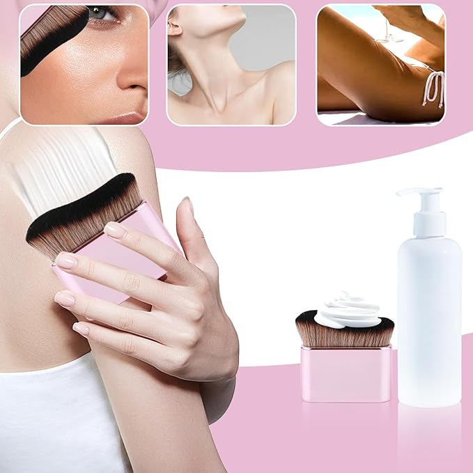 Self Tanning Brush, Self Tanner Applicator Blend Brush for Beauty Tan Bronzer, Foundation Makeup Spray Tan Blending Body Brushes for Face Leg(Rose Pink)