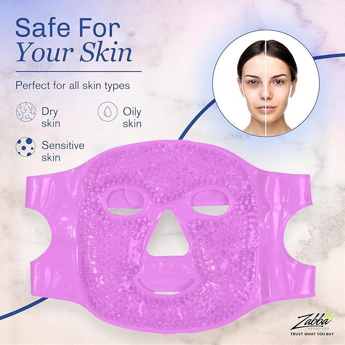 Eye Mask Get Rid of Puffy Eyes Migraine Relief, Sleeping, Travel Therapeutic Hot Cold Compress Pack with Cover Gel Beads, Spa Therapy Wrap for Sinus (White)