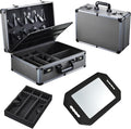 Professional Barber Case with Barber Clipper Tray Organizer, 6 Adjustable Clipper Slots & 8 Shear Holders, Portable Barber Carrying Case for Hair Tools & Supplies with Combo Locks