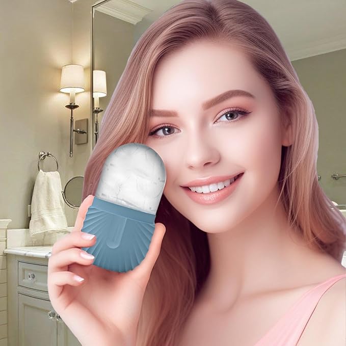 Ice Roller For Face And Eye, Reusable Ice Face Roller, Facial IceRoller, IceGlobes For Faces, Silicone Massage IceMold, IceRoller Skin Care Tool, Massage Facial Ices Tray For Women Girl (blue)