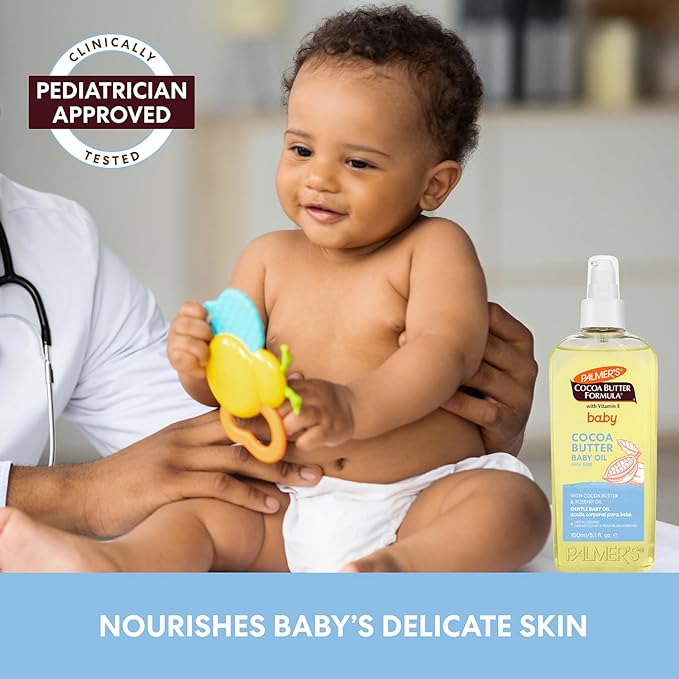 Palmer's Cocoa Butter Formula Gentle Baby Oil, 5.1 fl oz, Nourishing for Delicate Skin, Vitamin E Baby Essentials