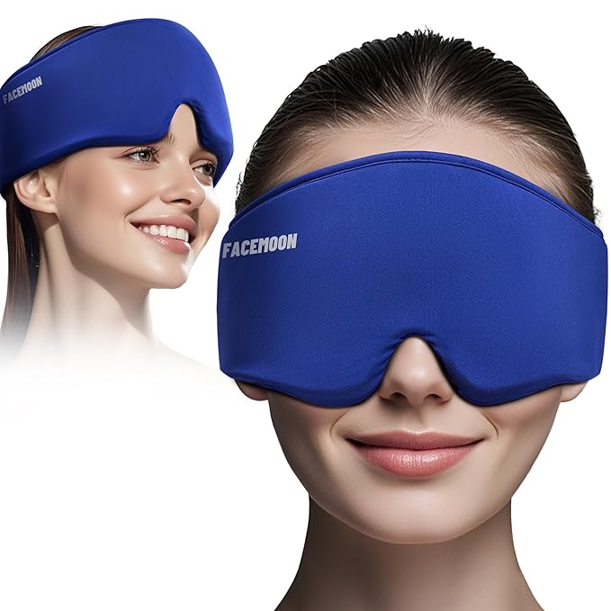 Cooling Gel Eye Mask Sleep: FSA -HSA Eligible, Cold Compress for Puffy Eyes & Migraine Relief - Reusable Gel Weighted Sleeping Mask for Dark Circles & After Surgery, Eye Care,Ice Pack for Face(Blue)