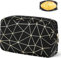 Period Bag for Girls Womens, Leather Sanitary Napkin Storage Bag, Portable Menstrual Pad Bag Period Pads Pouch (Black Gold)