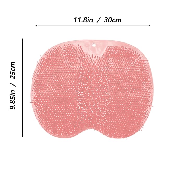 Shower Foot and Back Scrubber Mat,Wall Mounted Shower Foot Scrubber with Suction Cups,Exfoliating Silicone Massage Foot Cleaner for Shower(Grey&Pink)