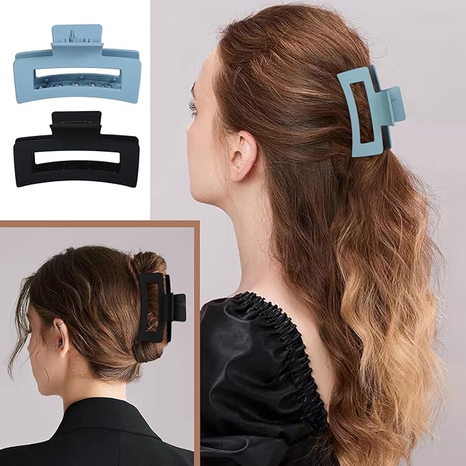 12 Pcs Hair Claw Clips 3.5 Inch Non-slip Square Matte Claws for Women, Strong Hold Banana Clip for Thick Thin Hair,Multi-color