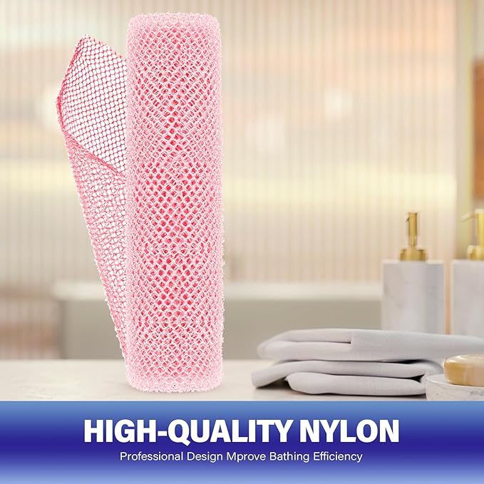 1 Pieces African Bath Sponge African Net Long Net Bath Sponge Enjoy Luxurious Exfoliation, Deep Cleansing, and Silky Smooth Skin Every Day (Pink)