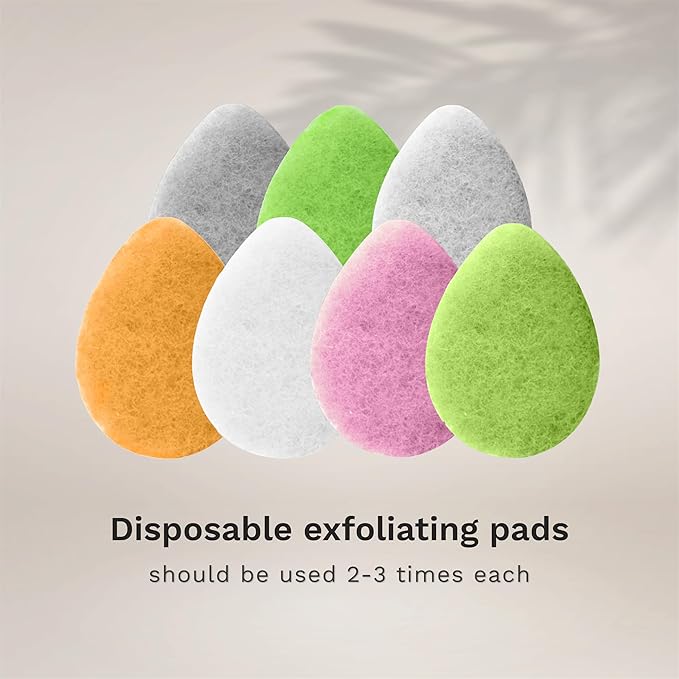 KOL Face Scrubber Pads, Unscented Exfoliating Facial Cleansing Sponges with Vitamin E for Gentle Daily Face Wash and Makeup Removal, 6 Count
