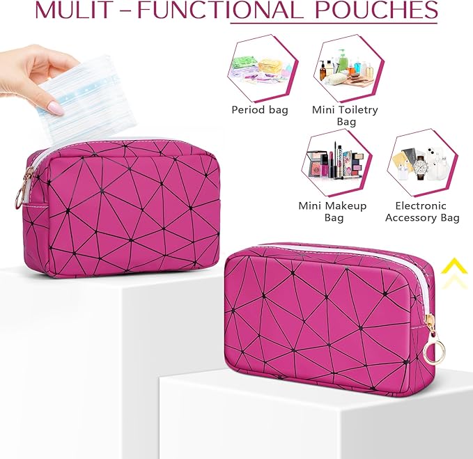 Tampon Holder for Purse, Leather Period Bag Sanitary Napkin Storage Bag for Girls Womens, Portable Feminine Emergency Pad Period Pouch(Rose red)