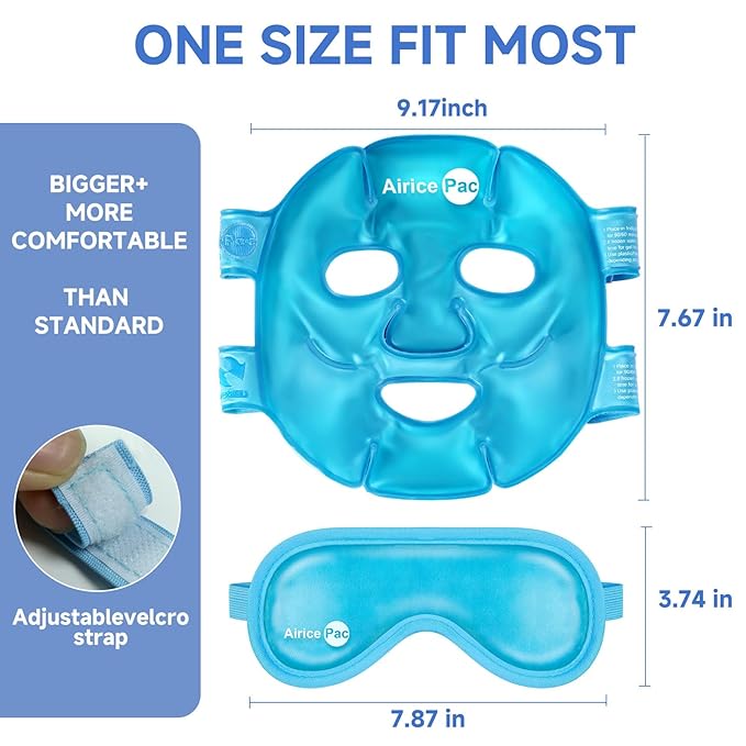 Colding Ice Face Mask and Cooling Eye Mask for Puffy Eyes & Migraine Relief, Gel Eye Mask, Cool Face Masks for Dark Circles, Eye Surgery, Sleeping, Pressure, Headaches, Skin Care