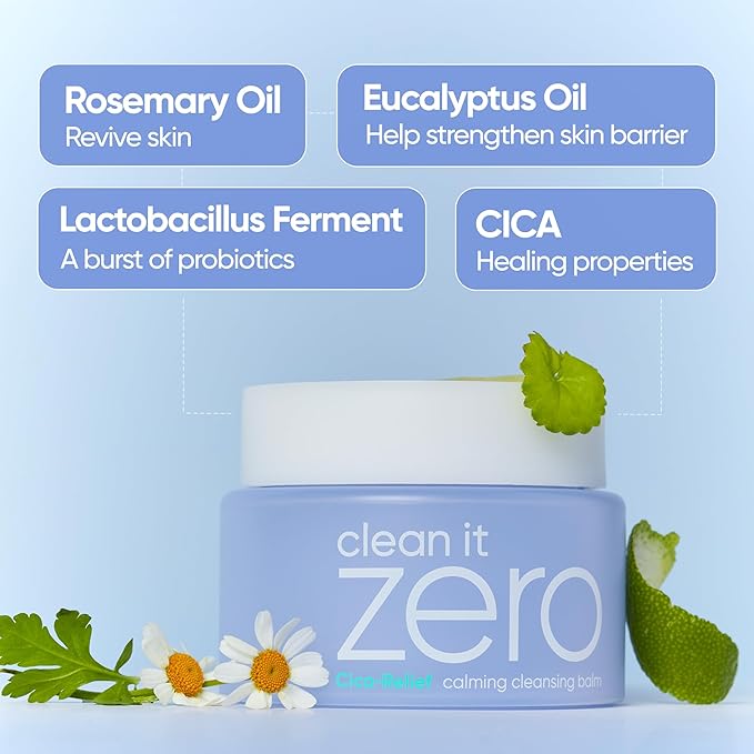 BANILA CO Clean it Zero Calming Cleansing Balm | Korean Makeup Remover for Sensitive Skin | Vegan | Cleansing Oil, Facial Cleanser Made with Centella Asiatica & Madecassoside (100ml / 3.38 fl. oz)