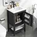 Bellemave 20" Small Bathroom Vanity with Sink, Modern Bathroom Storage Cabinet with Door and Storage Rack, Free Standing Single Basin Vanity with Open Shelf, Undermount Ceramic Sink, Black