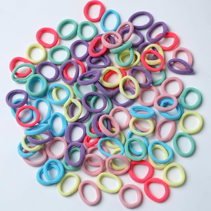 WANBY Hair Ties Mini Seamless Colorful Hair Bands Soft Elastics Ponytail Holders Hair Ties (Colorful 200 Pcs)