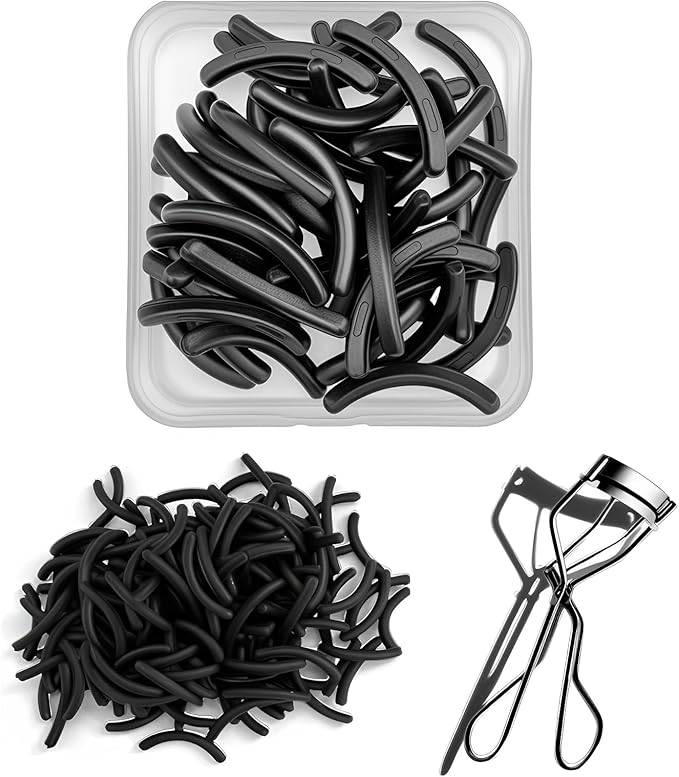 100Pack Compatible with Shiseido Eyelash Curler Refill Pads,High Elasticity Silicone Refill Pads Compatible with Shiseido Eyelash Curler,Gentle & Safe on Lashes,Black.