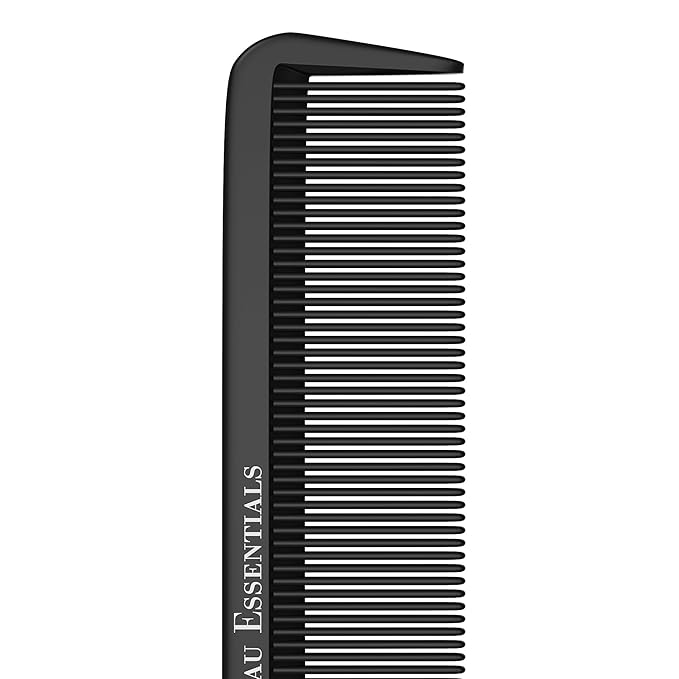 Professional 8.8 Inch Tail Comb (5 Pack) - Black Carbon Fiber and Stainless Steel Pintail - Anti Static and Heat Resistant Teasing Comb - Lightweight for All Hair Types