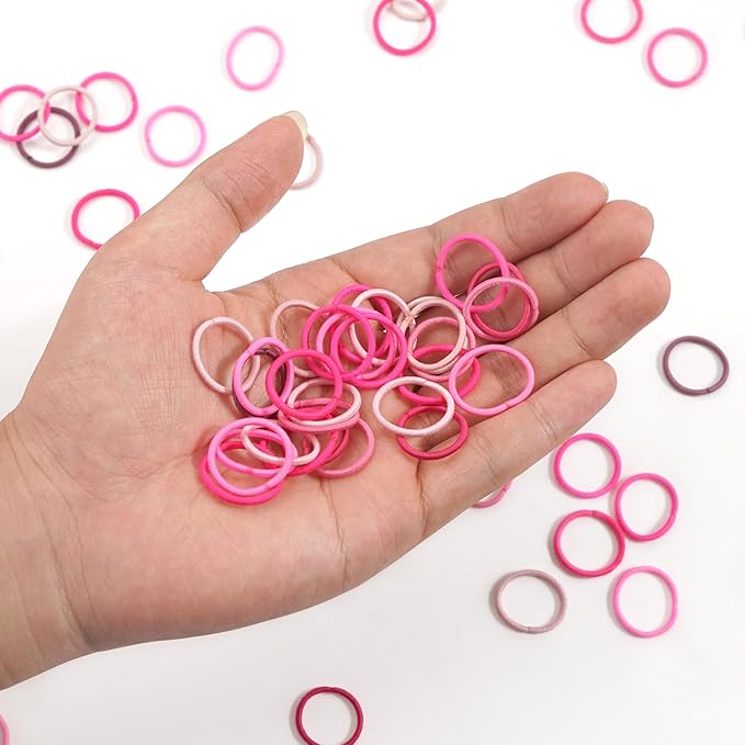CÉLLOT 360PCS Small Hair Ties,No Crease Pinky Baby Hair Ties,2cm in Diameter Rubber Elastic Hair Ponytail Holder Hair Accessories for Baby Girls Toddlers Kids