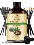 Handcraft Blends Cold-Pressed Organic Castor Oil 4 Fl Oz | Glass Bottle | Lash Brushes | 100% Pure and Natural | Premium Grade Carrier Oil | Hair, Eyelashes and Eyebrows | Hair and Body | Cold-Pressed, Organic, Glass Bottle, Lash Brushes, 100% Pure, Na...