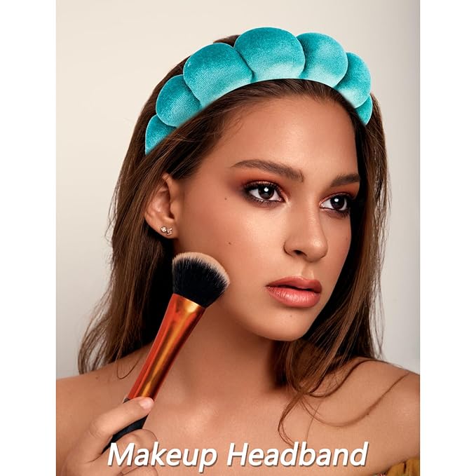 VELSCRUN Spa Headband, Makeup Face Wash Skincare Headbands, 5 Pcs Green Colorful Sponge Bow Tie Get Ready HairBand Facial Wristband Hair Clips Set, Stuff for Teen Girls Women Trendy Hair Accessories