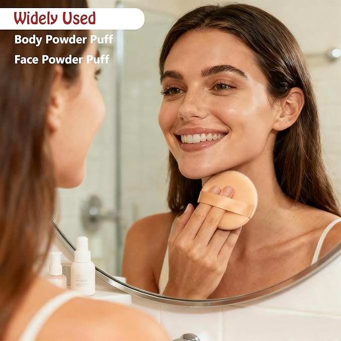 Body Powder Puff Extra Soft Large 3.95" Dusting Powder Puff for Women Bath and Face Makeup Setting Powder Applicator - Perfect for Talcum or Loose Powder, Big Beauty Sponge