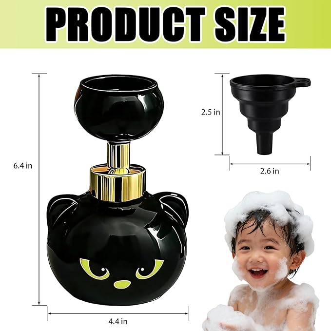 Cute Cat Paw Foam Soap Dispenser, Black Kitty Refillable Foaming Pump Bottle, Refillable Eco-Friendly Hand Soap Dispenser
