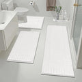 Pauwer Bathroom Rugs Sets 3 Piece Bathroom Shower Rugs with U-Shaped Contour Toilet Mat Absorbent Microfiber Plush Bath Mats Non Slip Bath Rug Machine Washable Shaggy Bath Mat Set, White
